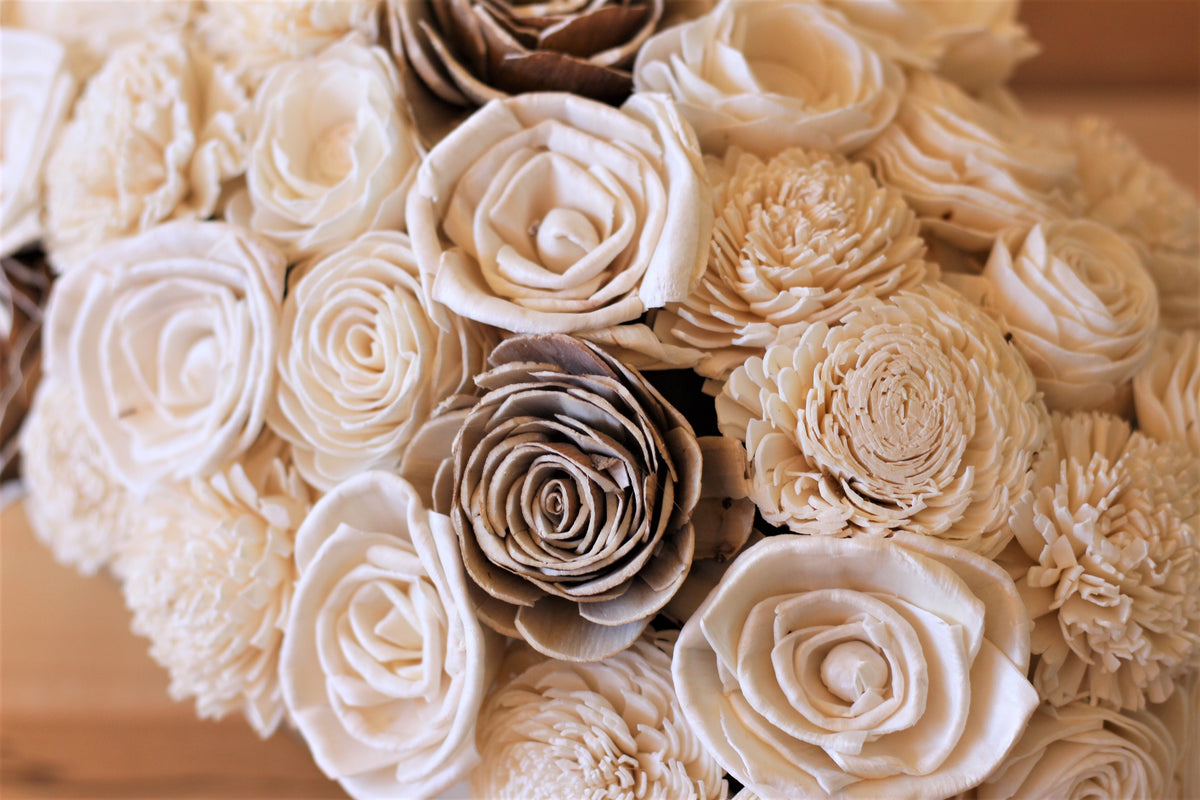 8PC Pink & White Sola Wood Flower Wedding Centerpieces Decor in Rustic  Birch Box
