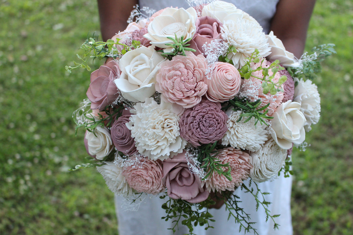 Dusty Rose Blush Pink Rose Sola Wedding Flower Bouquet – SolaFlowerStore