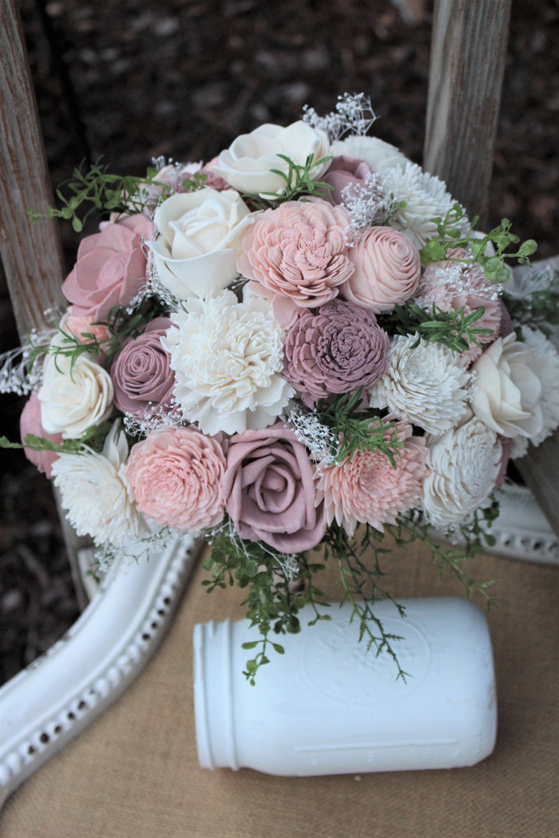 Dusty Rose Blush Pink Rose Sola Wedding Flower Bouquet – SolaFlowerStore