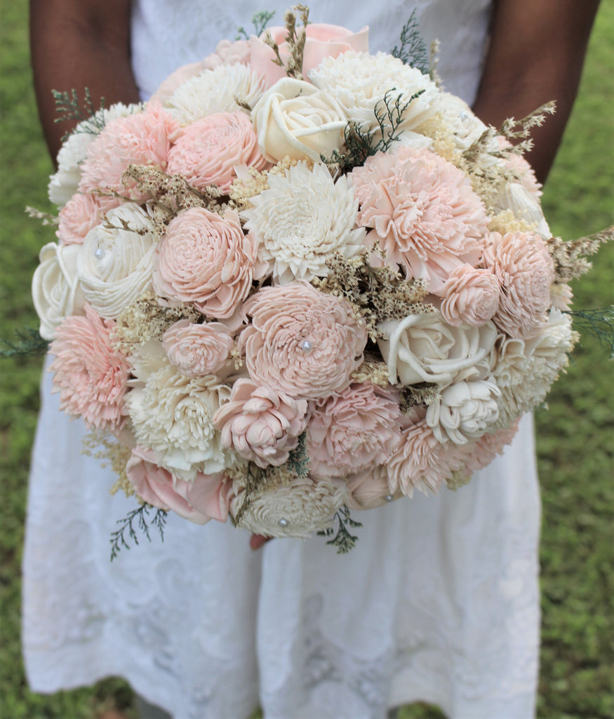 Dusty Rose Blush Pink Rose Sola Wedding Flower Bouquet – SolaFlowerStore