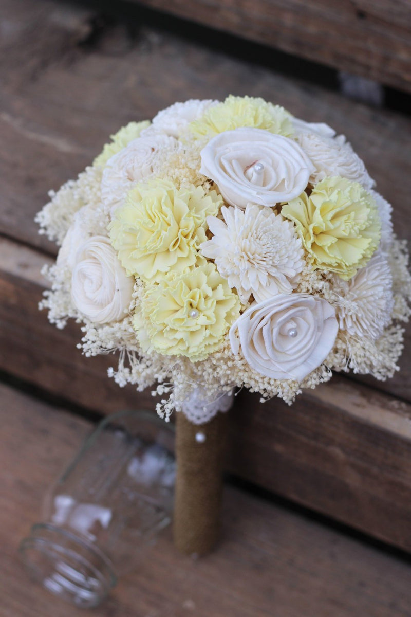 Yellow Ivory Sola Wedding Bouquet Solaflowerstore 3252