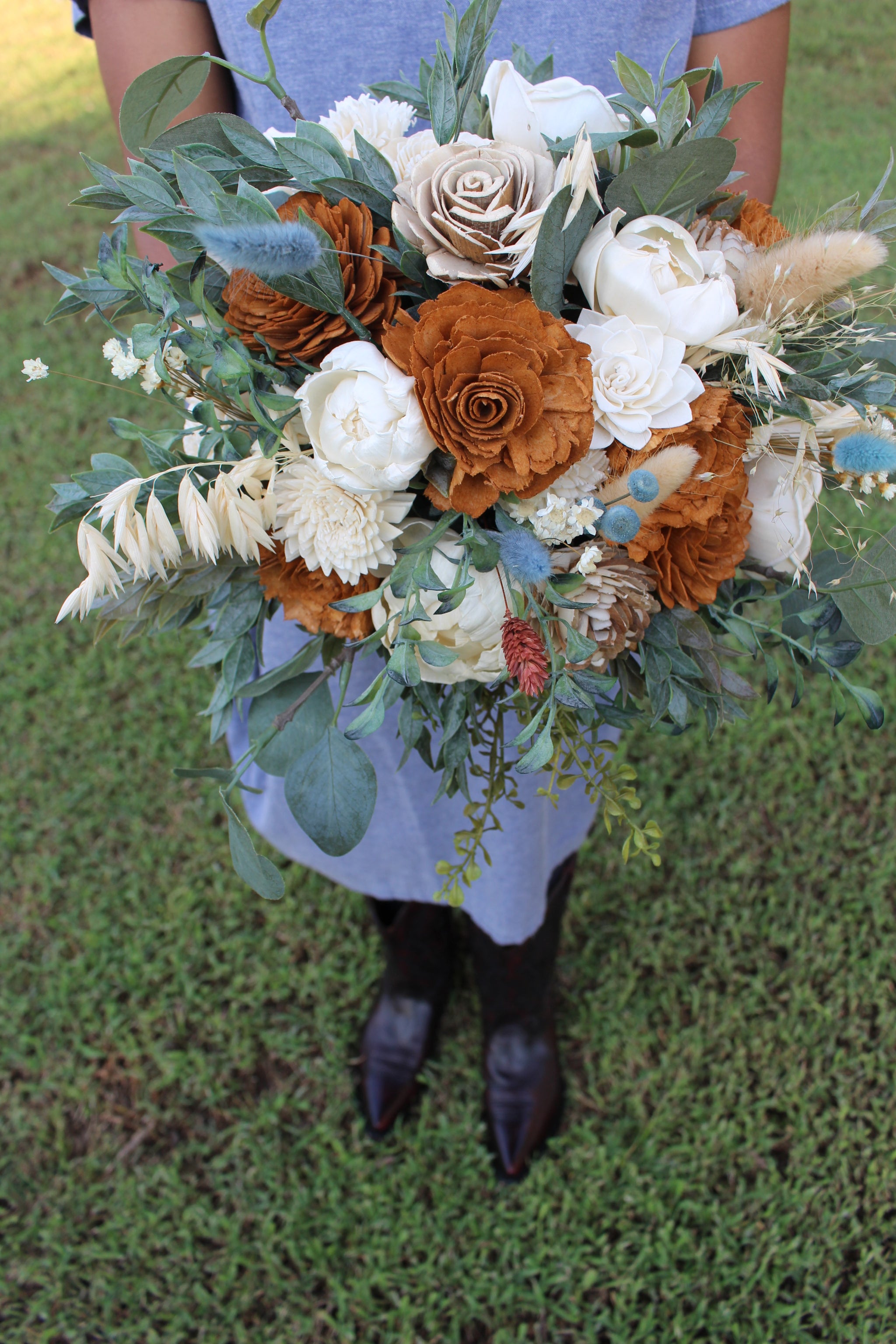 Roses and sunflowers hotsell bridal bouquet, keepsake bouquet, sola wood flower